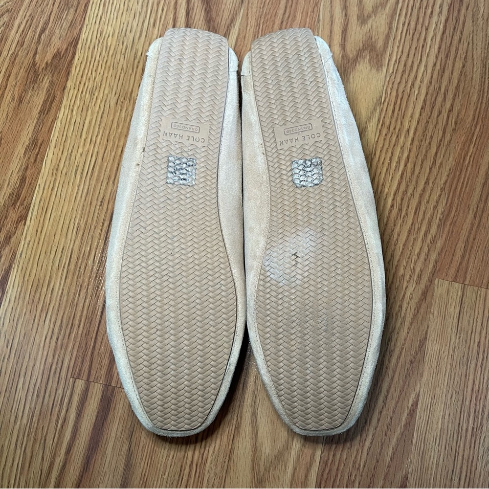 COLE HAAN Tully Tan Suede Driving Moc/Slipper w/Fur Lining - Picture 5 of 10